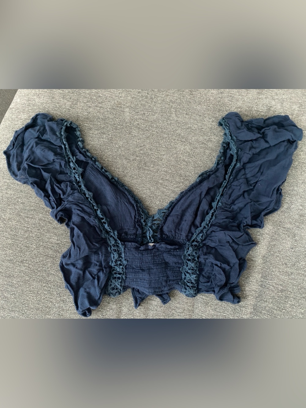Lulus Navy Ruffle Crop Too - Picture 2 of 2